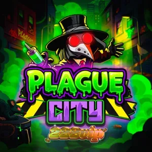 Interface do jogo Plague City com grade de 6x5 e temática de horror neon